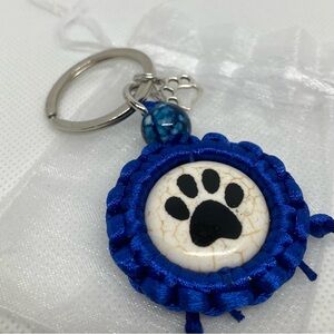 Hand Crafted Macrame Dog Paw Keychain
